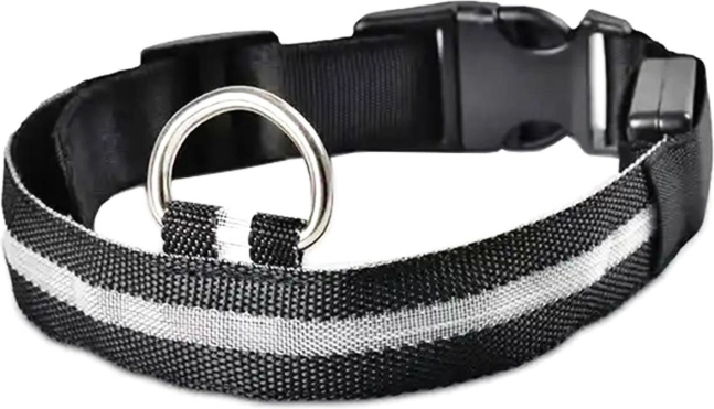 LED svítící obojek pro psy a kočky 32-37 cm černý