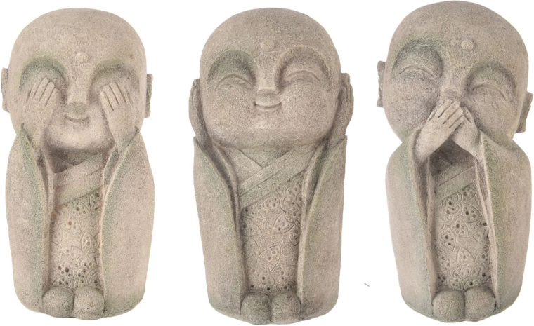 Dekorační soška Buddha z polyresinu „nevidím / neslyším / nemluvím“ 27 cm (mix variant)