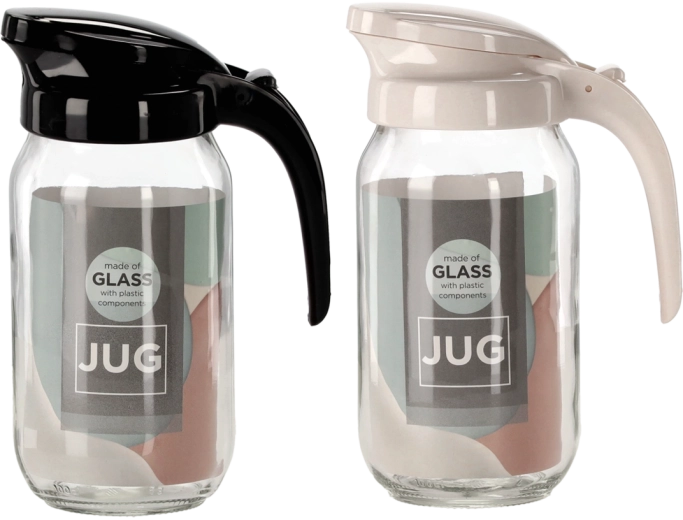 Skleněný džbán 1 l Renga s víčkem a ergonomickým uchem