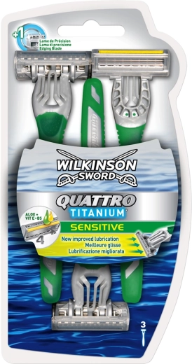 Wilkinson Sword Quattro Titanium Sensitive holicí hlavice 3 ks