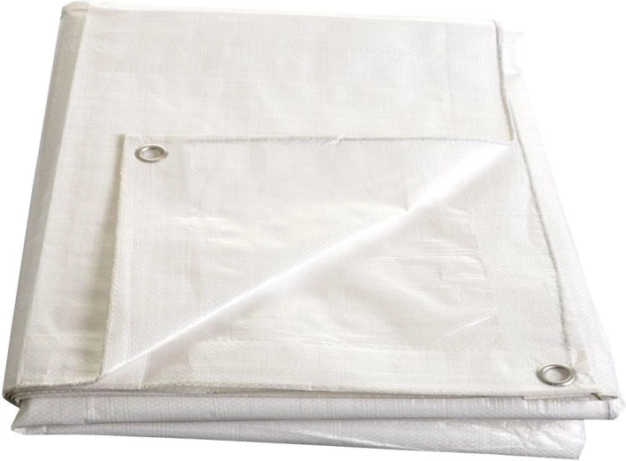 Bílá kašírovaná plachta s oky 4 × 5 m, 140 g/m²