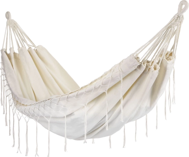 Dvouosobná zahradní houpací síť boho béžová 200 × 150 cm