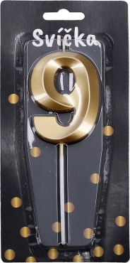 Párty svíčka číslo 9 zlatá