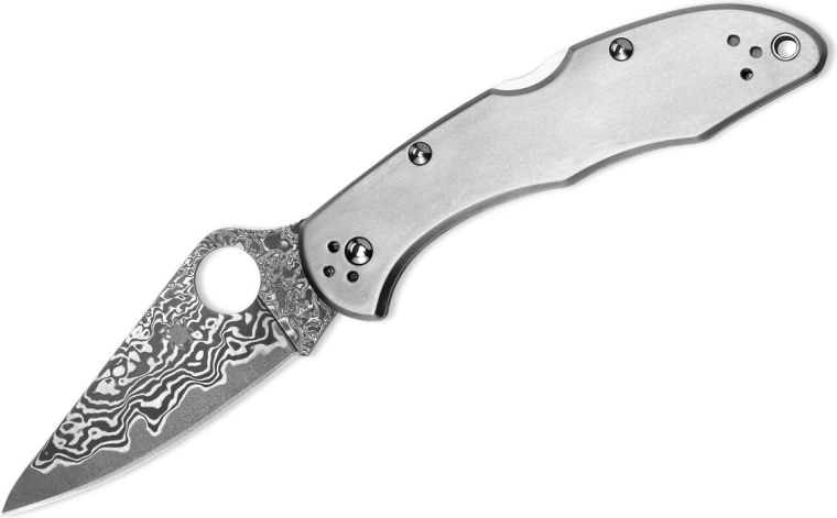 Kapesní nůž Spyderco Delica 4 Titanium Damascus 7,4 cm