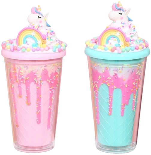 Kelímek s víčkem a brčkem Duhový jednorožec 480 ml – více barev