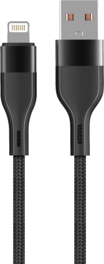 Maxlife USB–Lightning kabel 1 m, 2,4 A, černý nylon