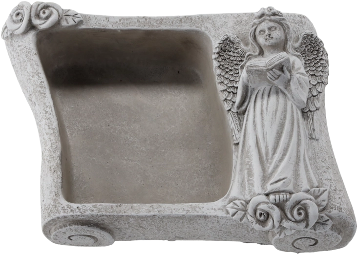 Cementová květinová mísa s andělem – šedá kniha 25 × 18,5 × 9,5 cm