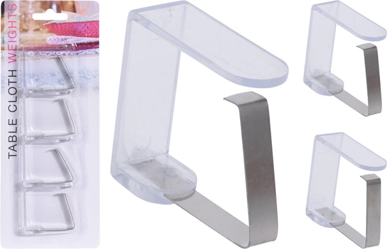 Spona na ubrus z nerezu a plastu 45 × 45 mm, 4 ks