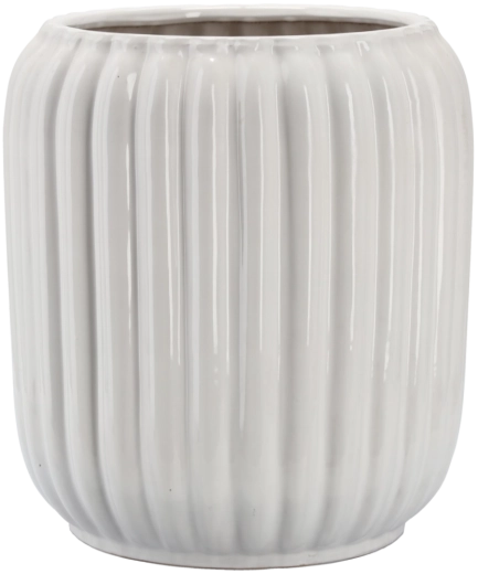 Keramický obal na květináč 40 × 40 × 44 cm bílý s reliéfním vzorem