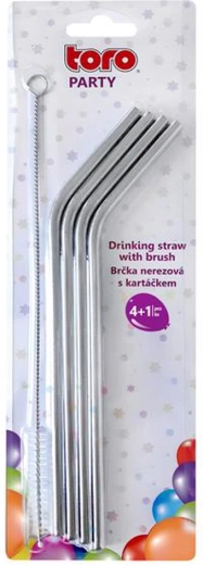 Nerezová brčka eco set 4 ks + čisticí kartáček