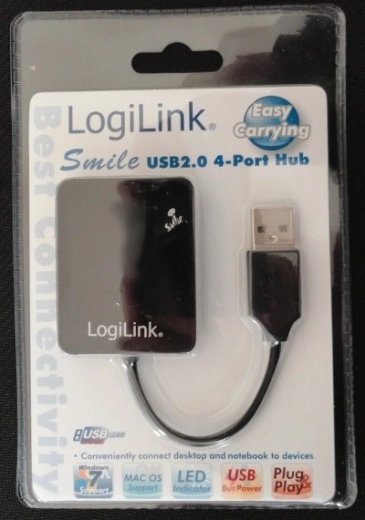 Usb 2.0 hub LogiLink Smile, 4portový, černý