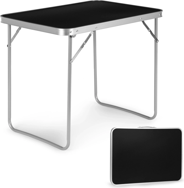 Skládací turistický piknikový stůl 80 × 60 cm, černý