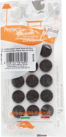 Filcové samolepicí podložky na nábytek 16 mm hnědé, 30 ks