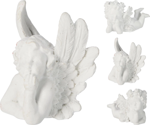 Dekorativní anděl ležící 6–7 cm, bílý, mix druhů