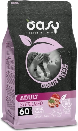 Oasy Grain Free sterilized vepřové 1,5 kg