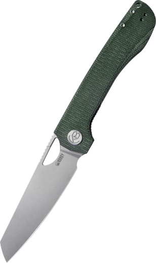 Kubey Elang KU365E zavírací nůž 10 cm, bead blasted, tmavě zelená micarta se sponou