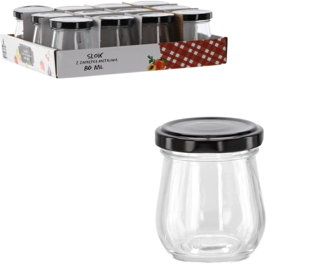 Skleněná dóza 80 ml s černým kovovým víčkem