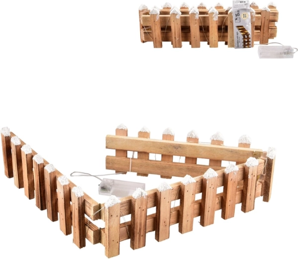 Dřevěná zahradní obruba s integrovaným LED osvětlením hnědá 90 cm