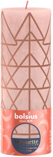 Rustikální svíčka 190 × 68 mm růžová/jantárová