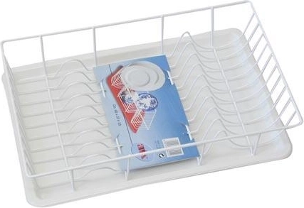 Odkapávač nádobí s plastovým podnosem 48 × 32 cm, bílý