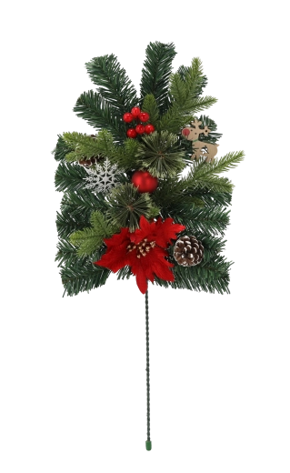 Vánoční dekorativní větev s poinsetií 60 cm červená