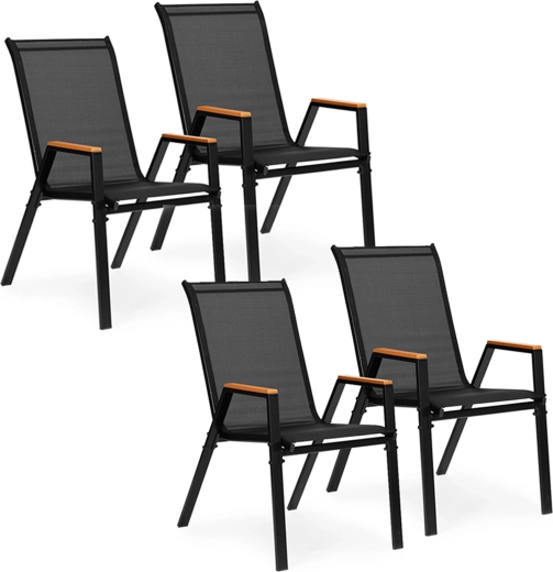 Sada 4 zahradních židlí MultiGarden pro terasu a balkon, černá