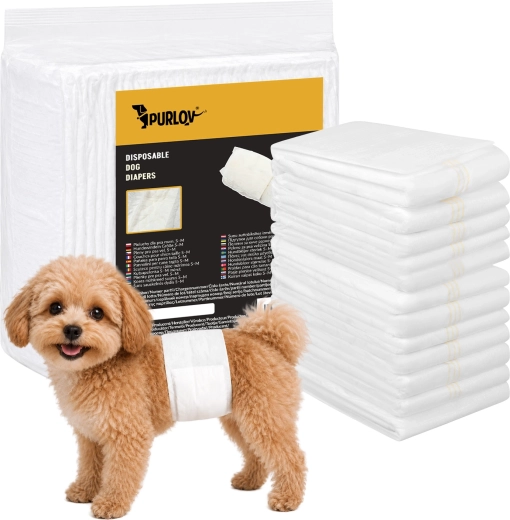 Purlov jednorázové absorpční pleny pro psy s-m 30–46 cm (12 ks)