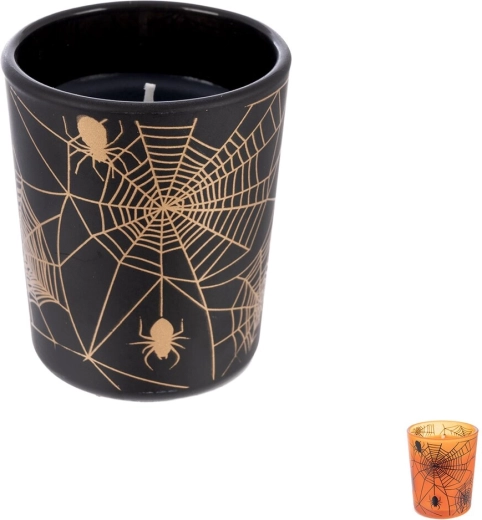 Vonná svíčka ve skle halloween mix s motivem pavučiny - 1 kus