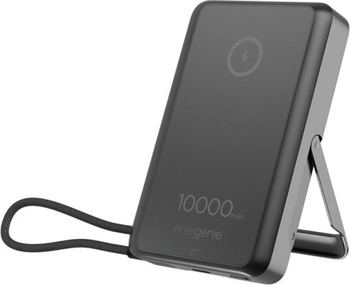 Energenie magnetická bezdrátová powerbanka 10 000 mAh s podstavcem, černá