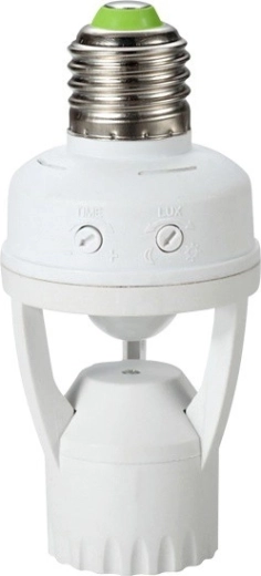 E27 objímka na žárovku s PIR čidlem pohybu a soumraku 360° MACLEAN