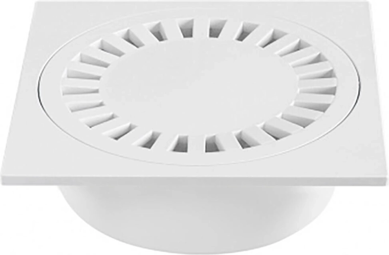 Podlahová vpusť z polypropylenu, bílá, DN 150 × 150 × 50/84
