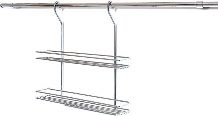 Závěsná dvoupatrová polička z chromované oceli 37 × 37 × 9 cm