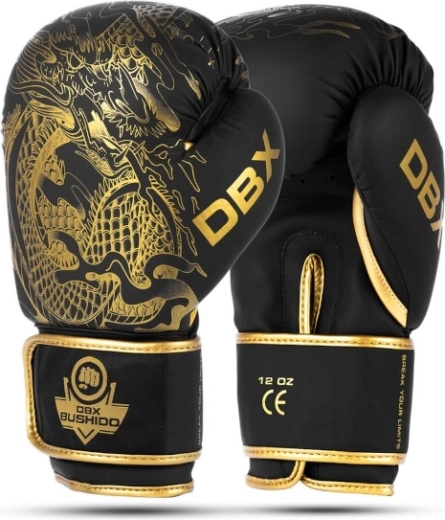Boxerské rukavice DBX Bushido Gold Dragon 12 oz