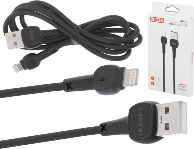 Kabel pro rychlé nabíjení USB-A Lightning černý 2A 100 cm