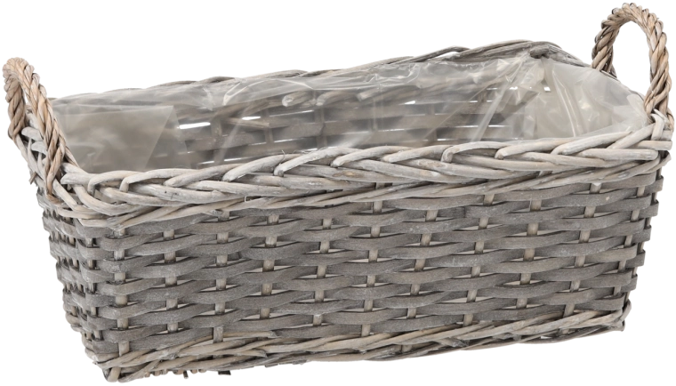 Proutěná obdélníková obalová mísa 38 × 19 × 14 cm, šedá