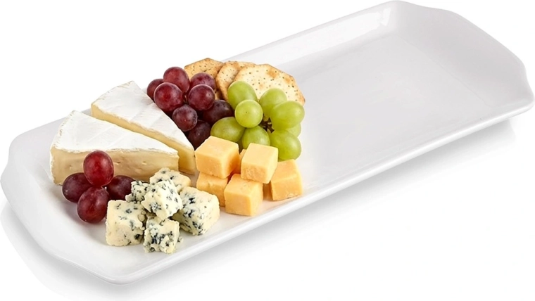 Porcelánový servírovací talíř MONA, bílý, 36 × 15,5 × 2,3 cm