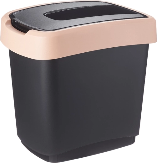 Koš na tříděný odpad s výklopným víkem 15 l černý/hnědý pastel
