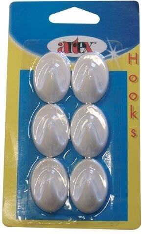 Samolepicí oválné háčky malé, bílé (6 ks)