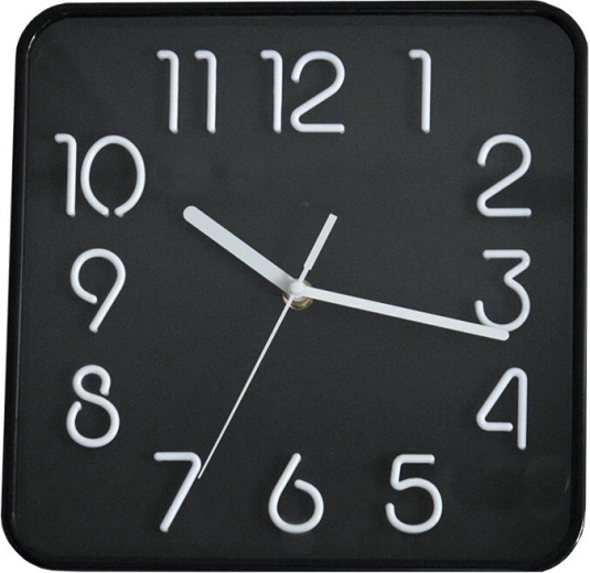 Nástěnné hodiny 25,3 × 25,3 cm s 3D ciferníkem – černé