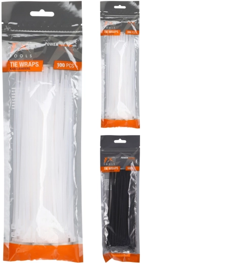 Stahovací kabelové pásky 200 × 2,5 mm, černé