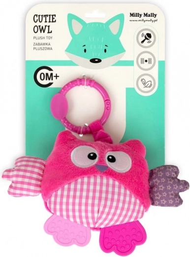 Závěsná plyšová sovička Milly Mally Cutie owl růžová - 1 kus