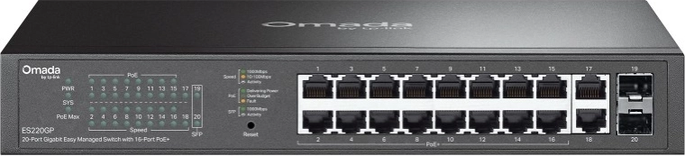 Omada Easy Managed gigabitový přepínač 20portový s 16× PoE+
