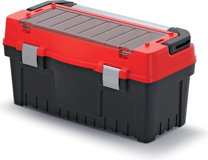 Kufr na nářadí EVO s kovovým držadlem a zámky, 59 × 28,8 × 30,8 cm, červený