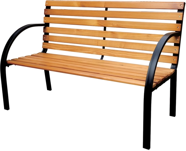 Zahradní lavička z oceli a dřeva FSC 122 × 60 × 79 cm, černá/dřevo