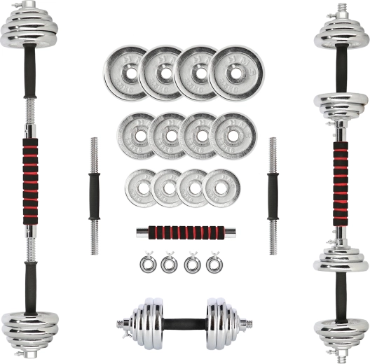 Chromovaný nakládací činkový set 2v1 HMS STC21 21 kg s kufrem