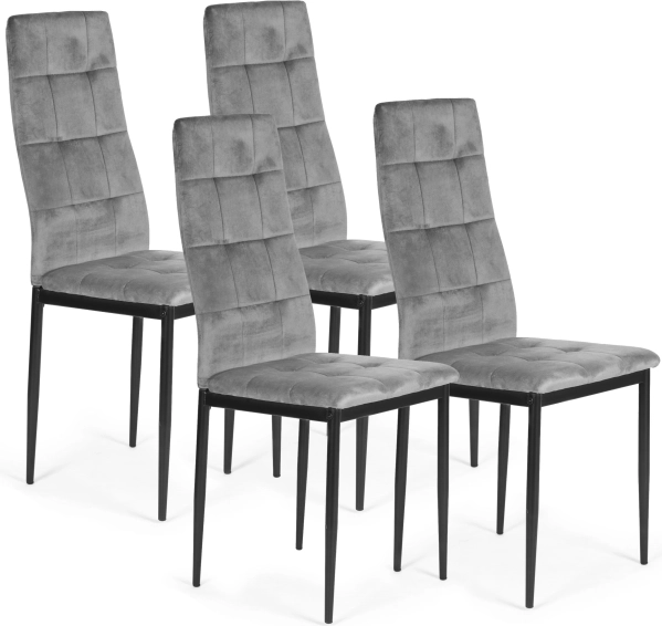 Sada 4 šedých čalouněných jídelních židlí ModernHome