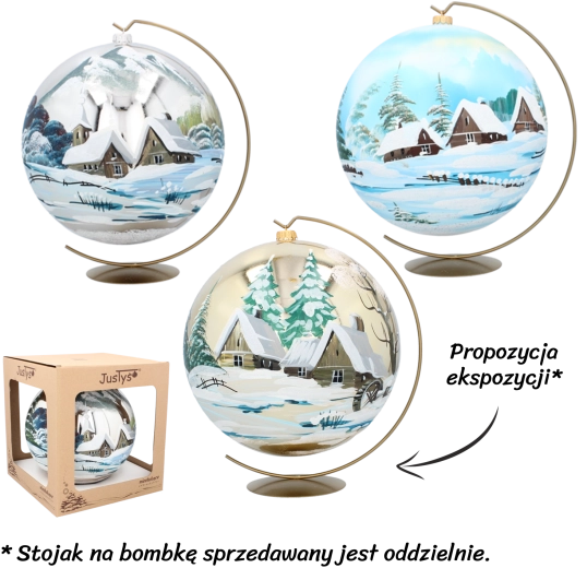 Skleněná vánoční koule 25 cm s ručně malovanou dekorací Chomik