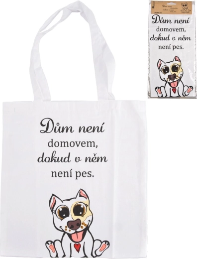Bavlněná taška DOG HOME bílá 36 × 40 cm