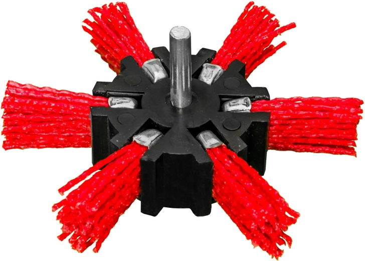 Okružní lešticí kartáč na stopku 100 mm s nylonovými vlákny 27 mm