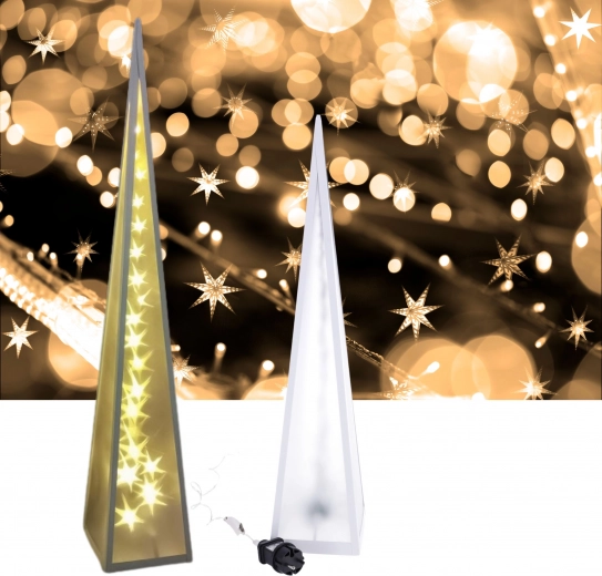 Vánoční LED lampa s rotujícími hvězdami 90 cm